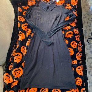 Goth deandri long sleeved dress with black collar